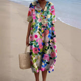 Robe d'Été Femme Imprimé Fleuri Col V Confortable