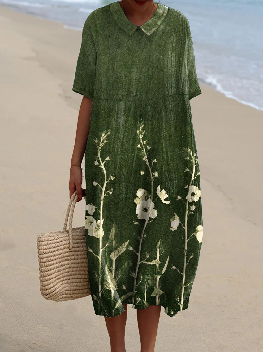 Robe d'Été Femme Imprimé Fleuri Col V Confortable