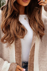 Damen Kapuzenstrickjacke mit kontrastierendem Design – Lange Herbstwesten