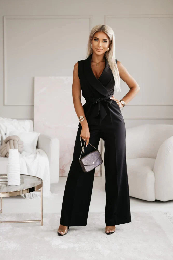 Damen-Overall mit V-Ausschnitt und Gürtel Eleganz