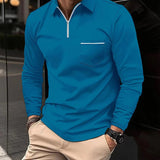 Herren Polo Langarm mit Reißverschluss - Elegant und Bequem