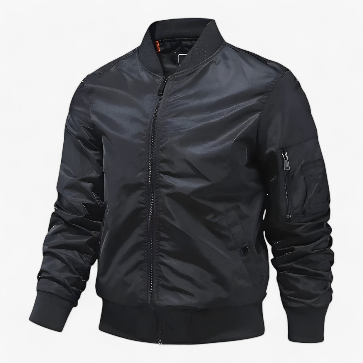 Herren Bomberjacke – Elegante glänzende Jacke mit Reißverschluss und Taschen