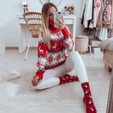 Women's Christmas Sweater – Warm Winter Sweater with Reindeer and Snowflakes