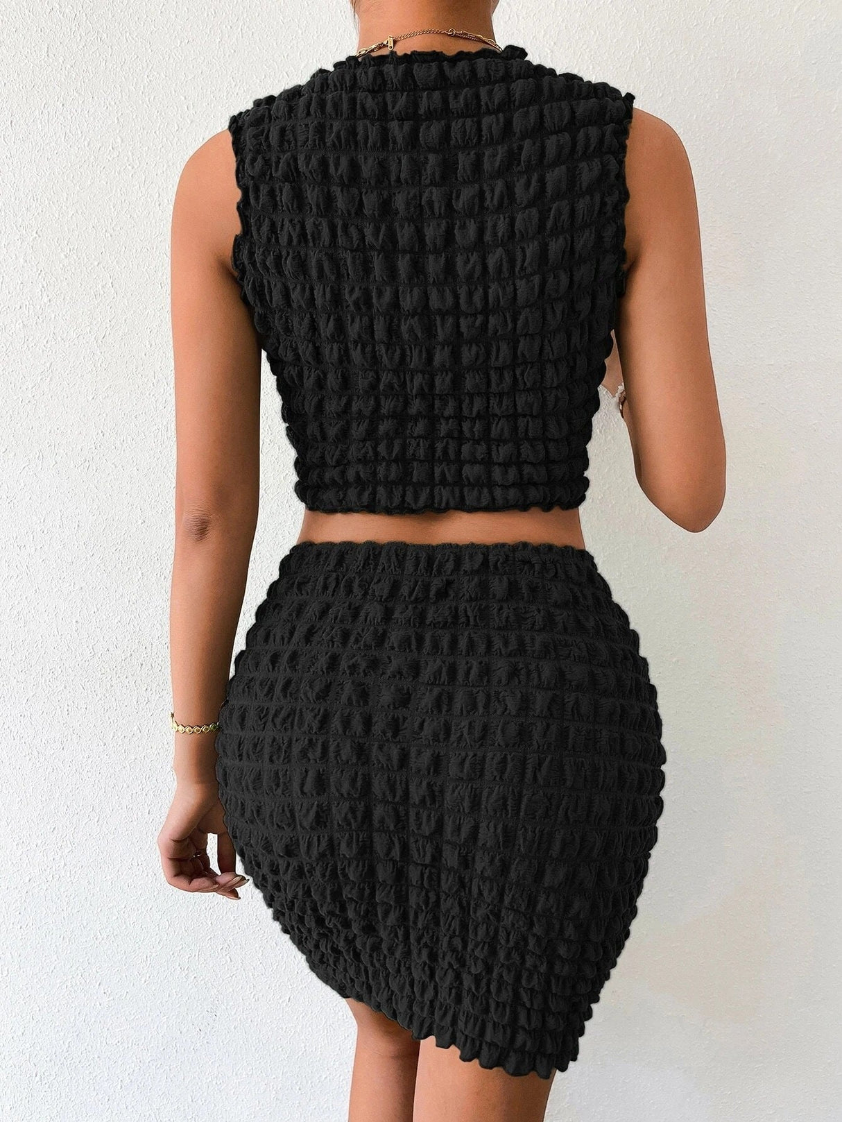Schwarzes Sommer-Set mit Blasen für Frauen