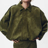 Elegante Wildlederjacke in Olivgrün für den Frühling