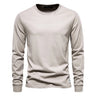 T-shirt à manches longues pour hommes en coton respirant avec col rond