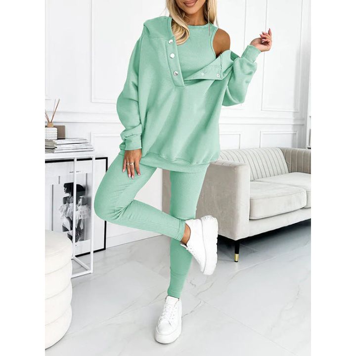 Damen-Trainingsanzug – Bequeme Kleidung mit Knopfpullover