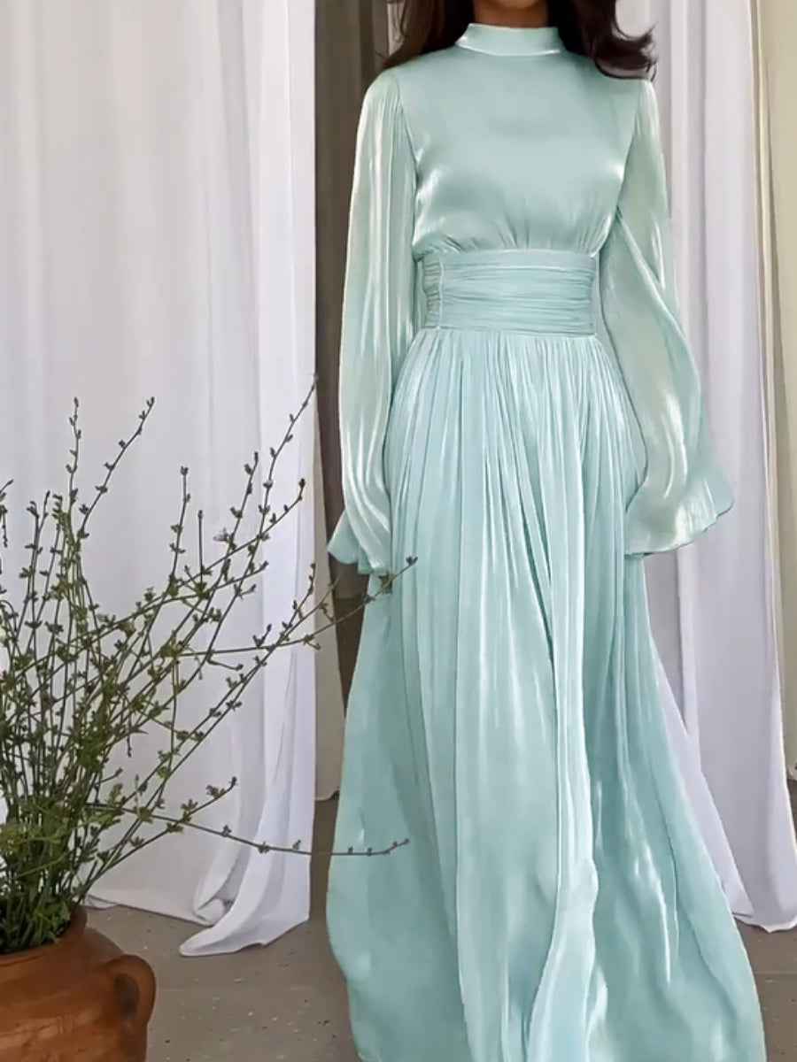 Elegantes Maxikleid mit Gürtel und V-Ausschnitt