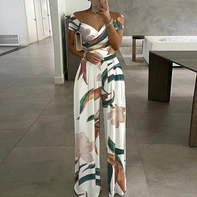 Maxikleid mit Print, schulterfrei, V-Ausschnitt
