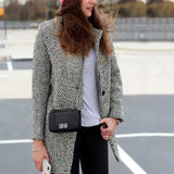 Damenmantel – Klassische Jacke mit Chevron-Muster und weichem Futter