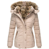 Damen-Wintermantel – Taillierter Parka mit abnehmbarer Kapuze