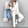 Damen Hausanzug – Weiches zweiteiliges Loungewear-Set mit Rollkragenpullover
