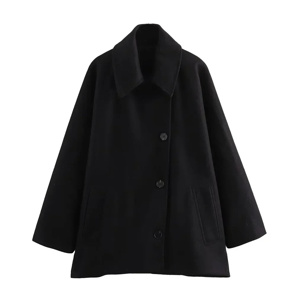 Cape for Women – Elegant Oversized Coat with Classic Buttons