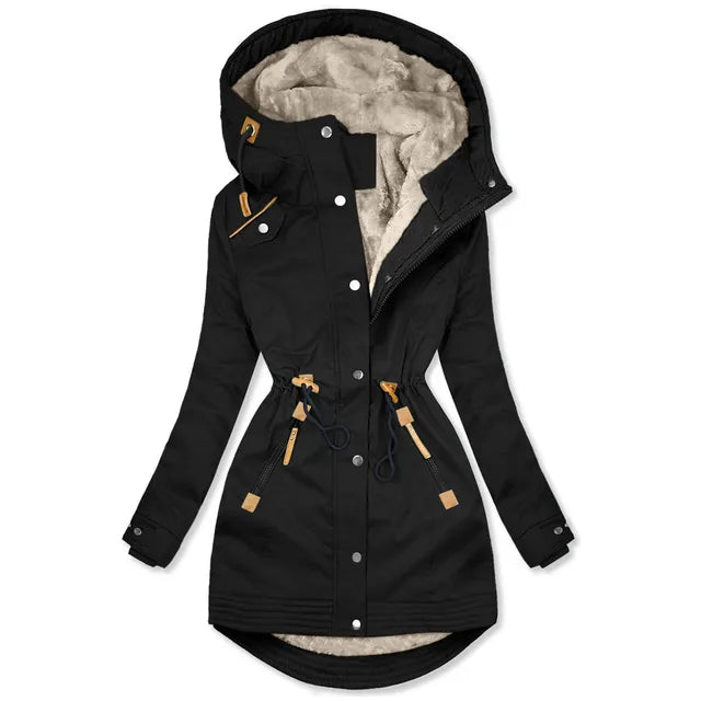 Damen-Wintermantel – Warmer Parka mit Fleece-Futter und Kapuze