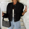 Bomber jacket court pour femme avec poches à rabat et fermeture à pression