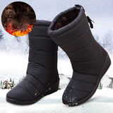 Bottes d’hiver femme doublées – Bottes chaudes antidérapantes avec cordon de serrage
