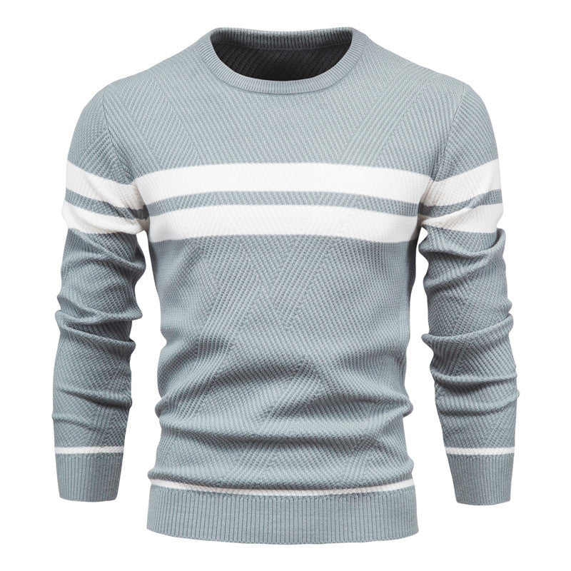 Men's striped sweater – Modern round neck knit sweater