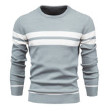 Men's striped sweater – Modern round neck knit sweater