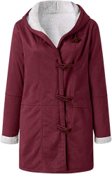 Damen-Wintermantel – Warme Sherpa-Jacke mit Kapuze und Knebelverschluss