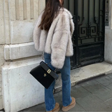 Damen Wintermantel Weich – Elegante Kurze Jacke aus Kunstpelz