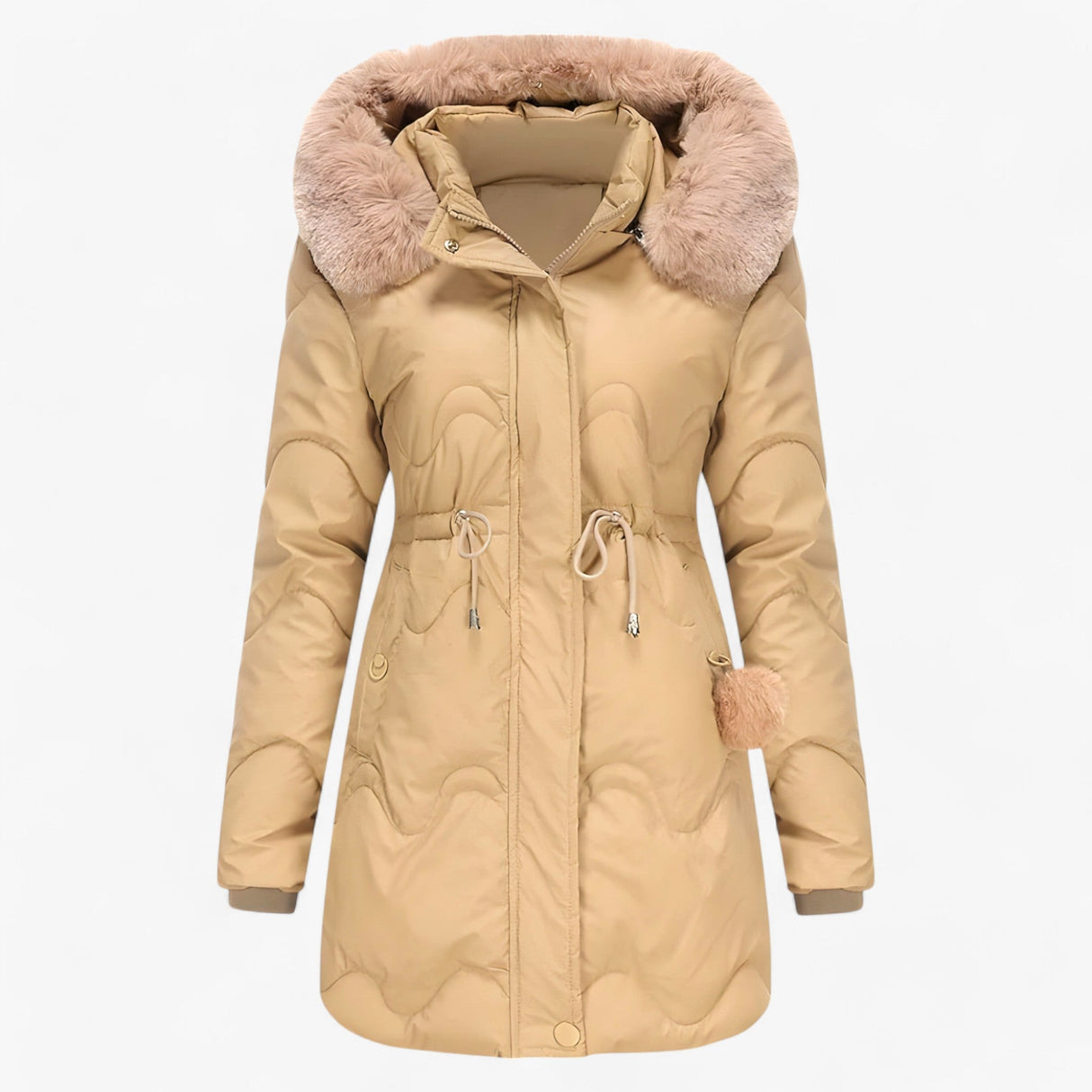 Damen Wintermantel – Elegante und warme Jacke mit Pelzkragen und Kapuze