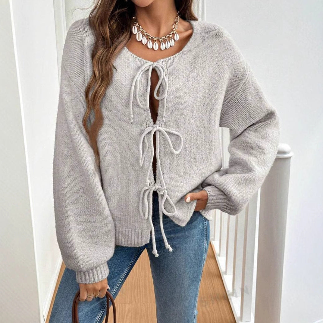 Cardigan aus Acryl mit Knoten vorne