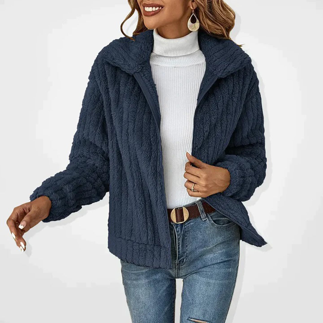 Long gilet femme en polaire avec col