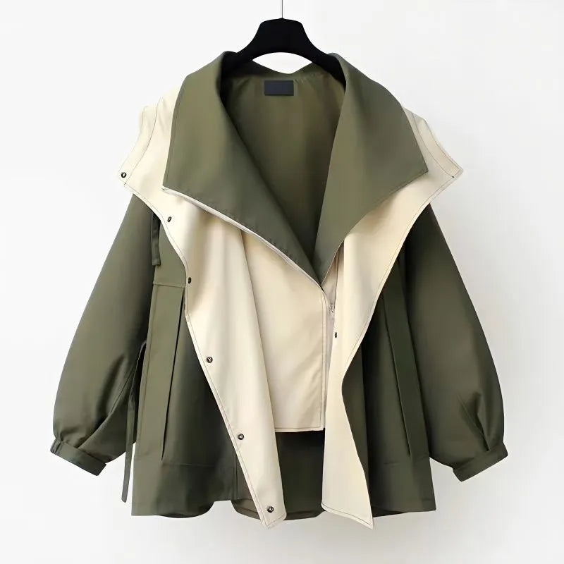 Damenmantel – Trendige zweifarbige Jacke für Frühling und Herbst