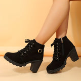 Women's Lace-Up Boots – Trendy Ankle Boots with Non-Slip Sole