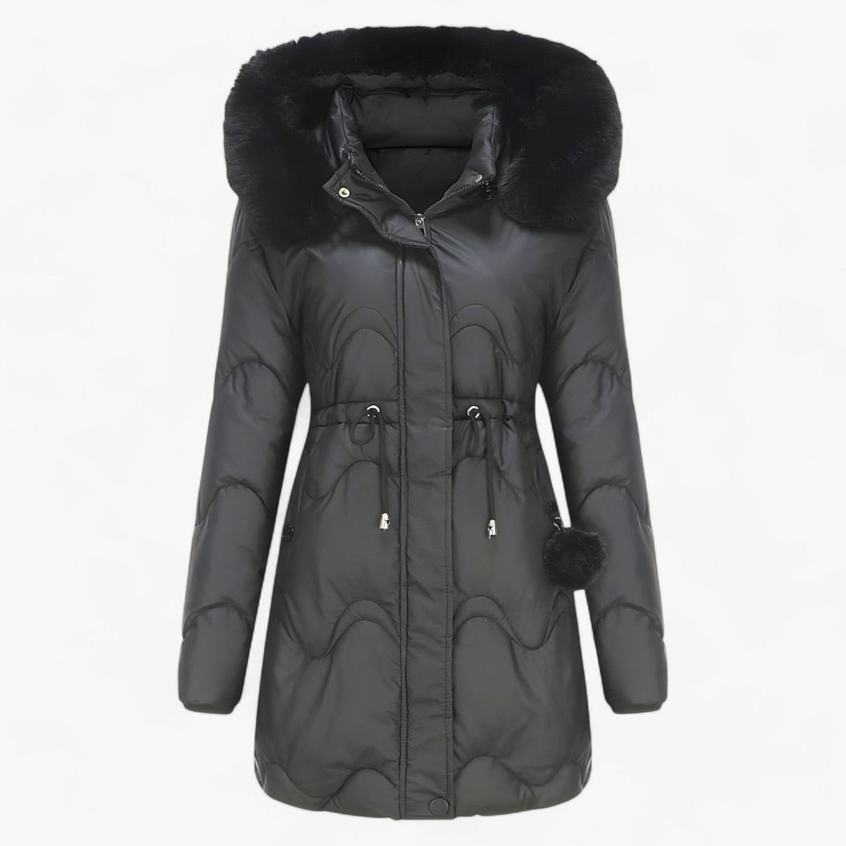 Damen Wintermantel – Elegante und warme Jacke mit Pelzkragen und Kapuze