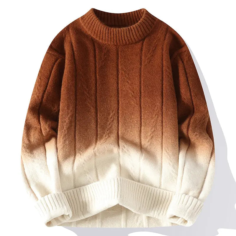 Herrenpullover mit Farbverlauf – Moderner Rundhalspullover aus Strick