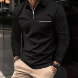 Herren Polo Langarm mit Reißverschluss - Elegant und Bequem