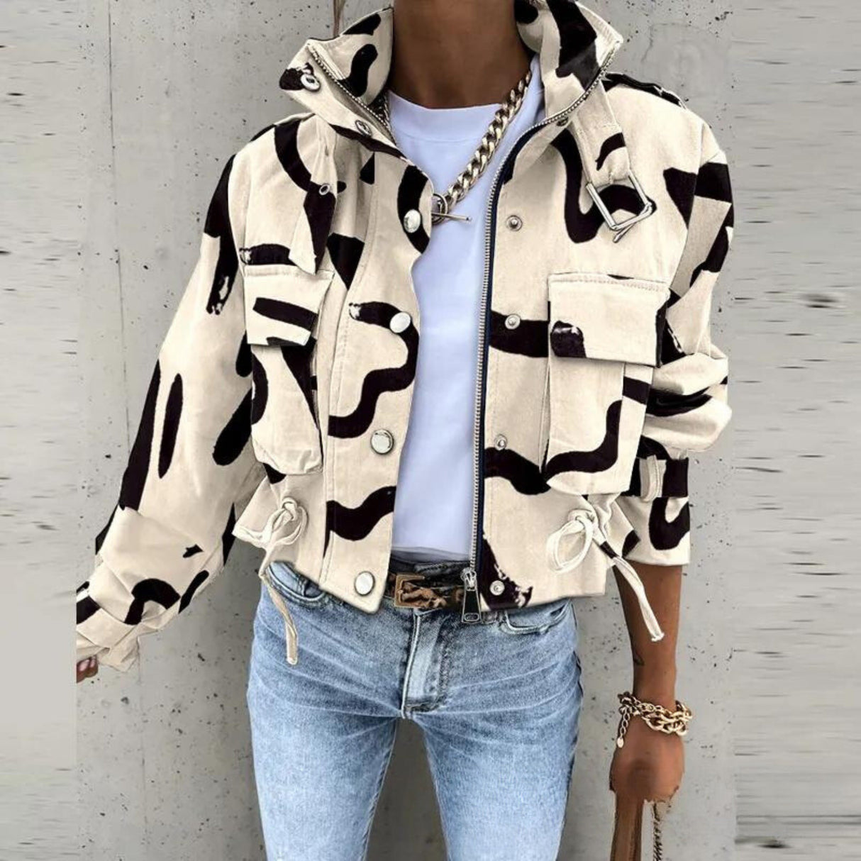 Blouson bomber d'été court pour femmes avec poches et col montant