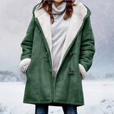 Damen-Wintermantel – Warme Sherpa-Jacke mit Kapuze und Knebelverschluss
