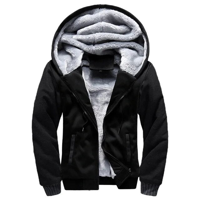 Men's Warm Hoodie Jacket – Comfortable Lined Winter Coat with Hood