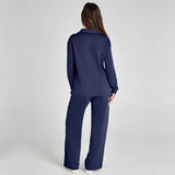 Damen-Loungewear-Set – Bequemes zweiteiliges Set mit V-Ausschnitt