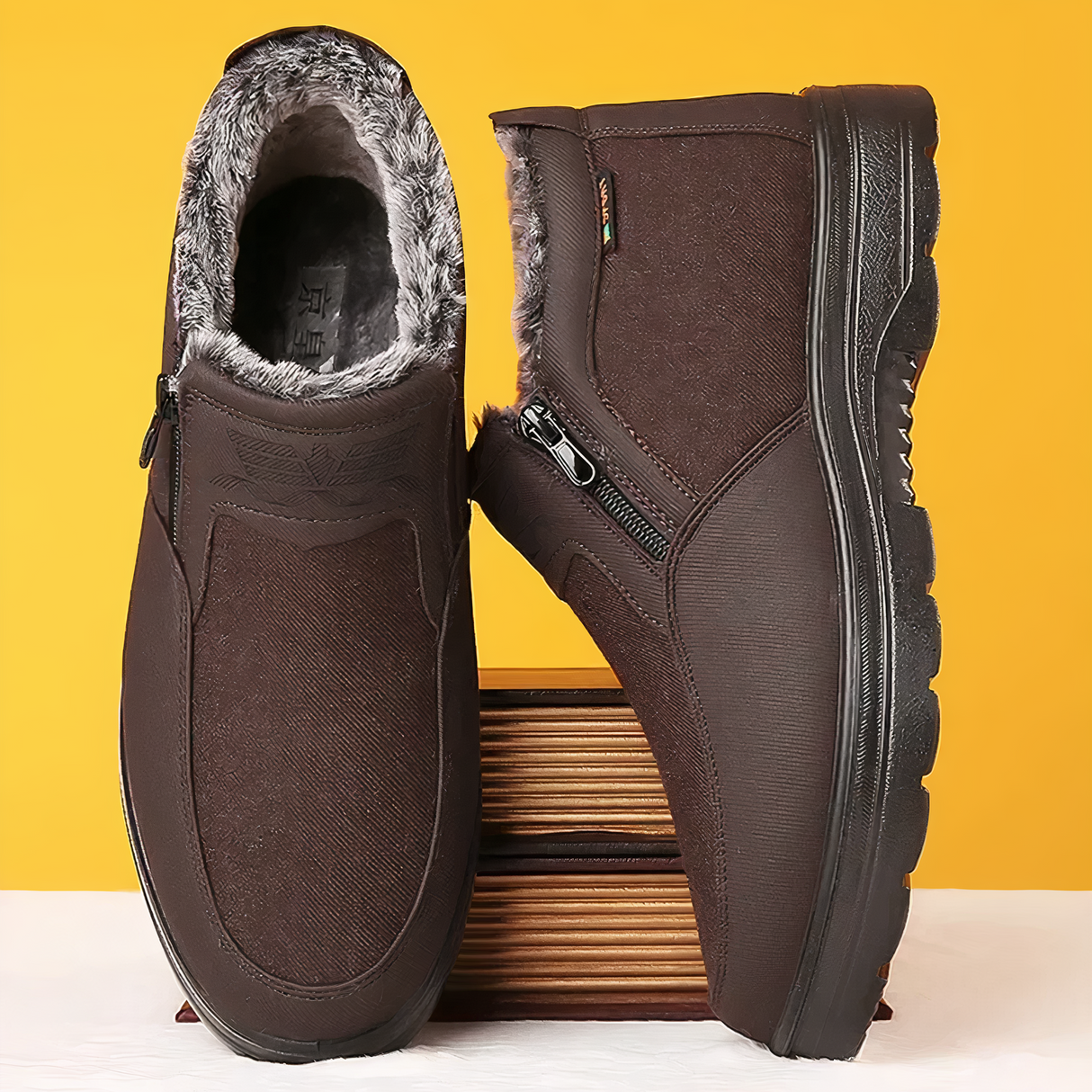 Men's Winter Boots – Warm Shoes with Zipper and Non-Slip Sole