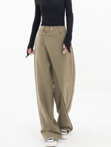 Damenhose Baggy Asymmetrisch mit Doppelknopfleiste