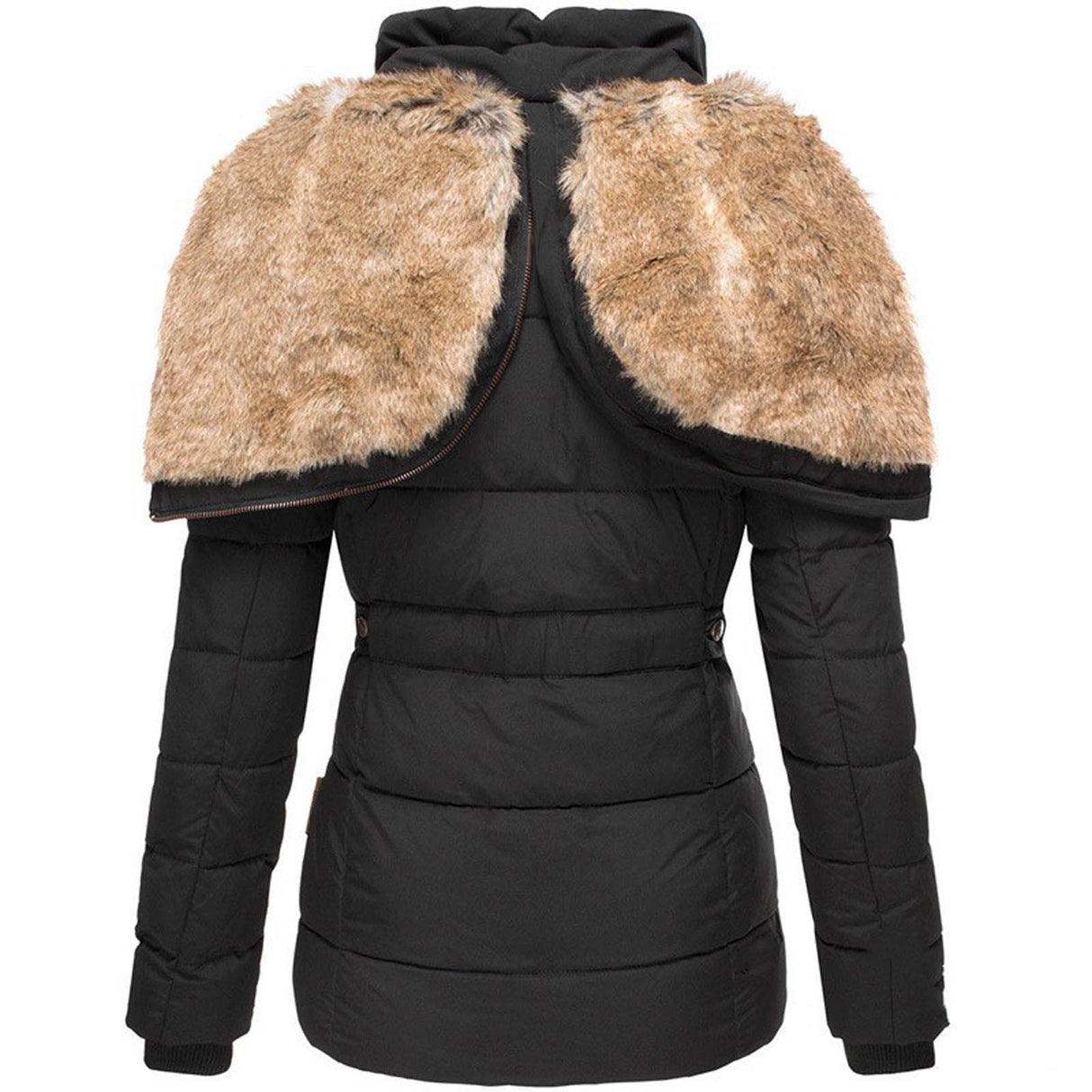 Damen-Wintermantel – Taillierter Parka mit abnehmbarer Kapuze