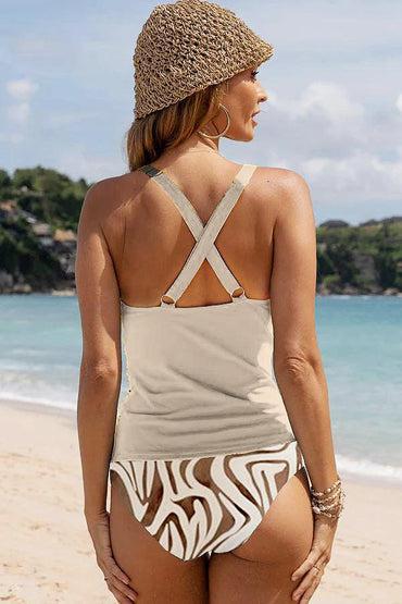 Maillot de Bain Élégant Sans Manches en Abricot Estival