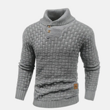 Men's sweater with collar and buttons – Textured pattern knit sweater