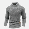 Men's sweater with collar and buttons – Textured pattern knit sweater