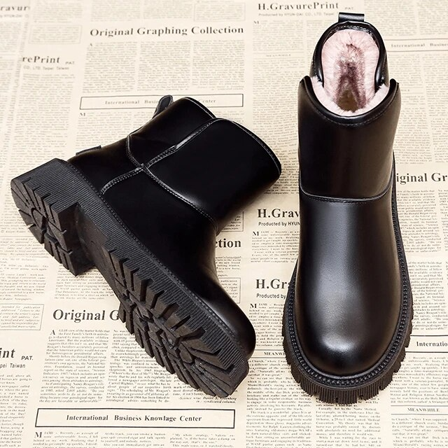 Winterstiefeletten Damen – Kurze Warme Stiefel mit Weichem Futter