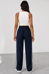 Damen Jogginghose – Weite Hose mit doppelten Seitenstreifen