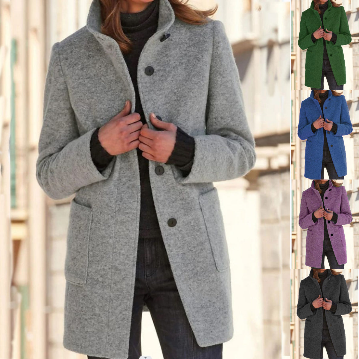 Klassischer Damen-Wintermantel – Retro-Stil mit Knöpfen