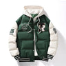 Men's varsity puffer jacket – Warm winter college style jacket with hood