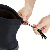 Bottes d’hiver femme doublées – Bottes chaudes antidérapantes avec cordon de serrage