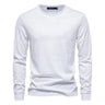 T-shirt à manches longues pour hommes en coton respirant avec col rond