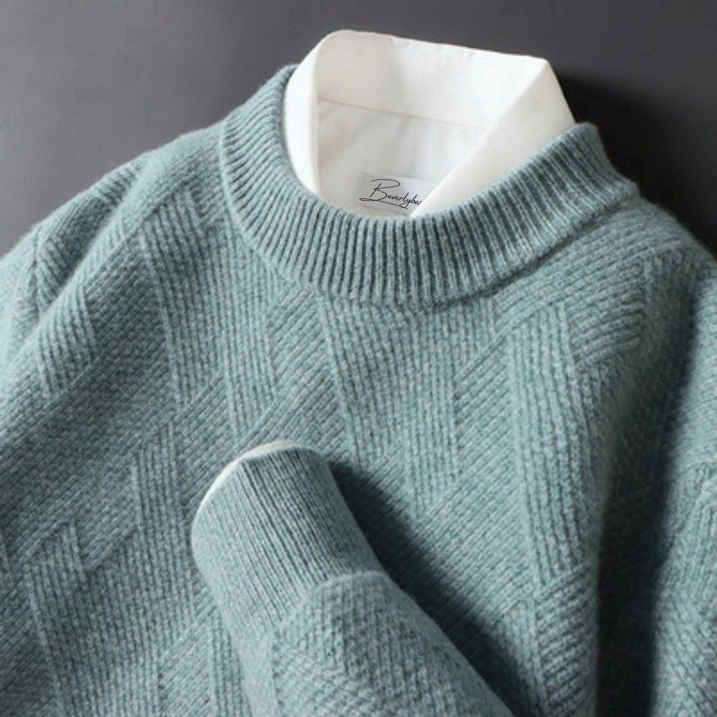 Herrenpullover uni – Weicher Strickpullover mit dezentem Muster