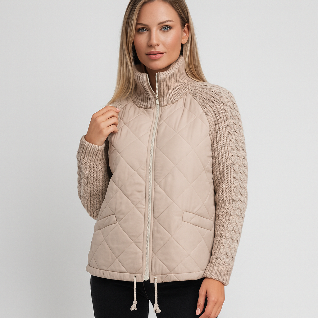 Steppjacke für Damen mit gestrickten Ärmeln – Warm und elegant